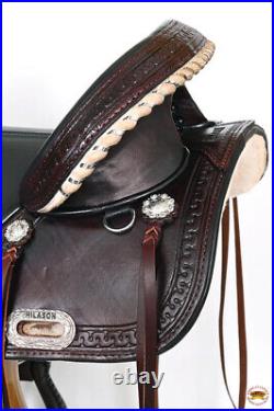 09HS Western Horse Saddle Hilason Treeless Trail American Leather Dark Brown
