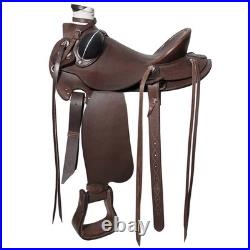 10BH 17 In Western Horse Wade Saddle American Leather Ranch Roping Dark Brown