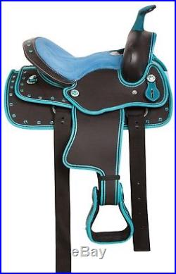 10 12 13 Blue Crystal Western Youth Kids Pony Saddle Tack Pleasure Trail Horse