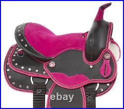 10 12 13 Kids Pink Pleasure Western Saddle Horse Pony Tack Pad Set Custom