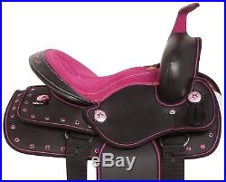 10 12 13 Western Youth Kids Pony Saddle Tack Set Pleasure Trail Horse Pink Girls