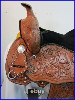 10 12 13 Youth Kids Western Saddle Used Leather Pleasure Barrel Racing Horse Set