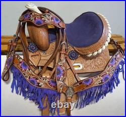 10 12 Barrel Trail Show Saddle Purple Seat Floral HSBP-Fringe Mini/Pony Option 10 12 Barrel Trail Show Saddle Purple Seat Floral HSBP-Fringe Mini/Pony Option