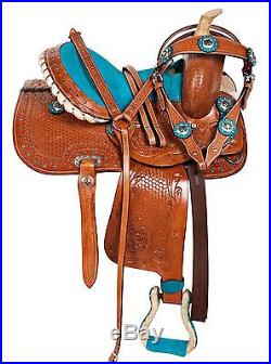 10 12 Blue Western Pony Pleasure Trail Horse Youth Child Kids Saddle Tack Set
