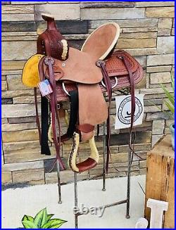 10- Alamo Wildstar Saddle Co. Tooled- Western Saddle, Ranch, Cowboy, Youth