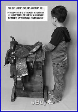 10 Brown Western Horse Leather Pony Mini Youth Kids Saddle