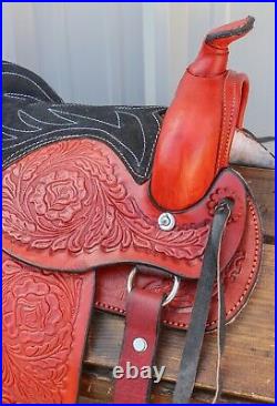 10 Kids Children Red Leather Mini Pony Leather Saddle