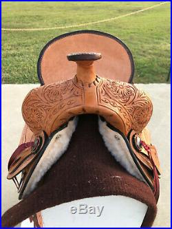 10 New Western Leather Youth Child Horse Pony Ranch Saddle Natural Carving