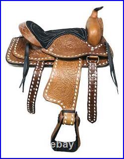 10 Pony Brown Buckaroo Buckstitch Laced Cowboy Saddle