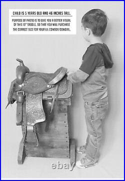 10 Pony Horse Saddle Kids Cowboy Cowgirl Pleasure Leather Brown Western Saddle