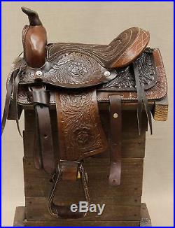 10 Pony Horse Saddle Kids Cowboy Cowgirl Pleasure Leather Brown Western Saddle