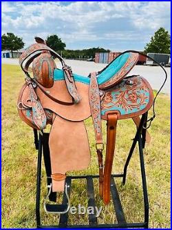 10 to 16 Western Kids-Adult Horse Barrel Saddle With Free Tack set & Shipping