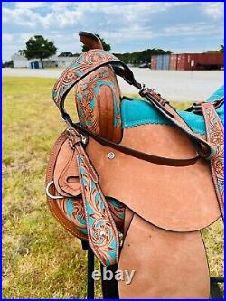 10 to 16 Western Kids-Adult Horse Barrel Saddle With Free Tack set & Shipping