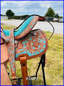 10 to 16 Western Kids-Adult Horse Barrel Saddle With Free Tack set & Shipping