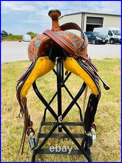 10 to 16 Western Kids-Adult Horse Barrel Saddle With Free Tack set & Shipping