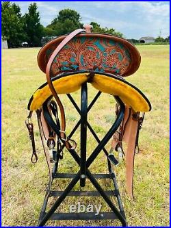 10 to 16 Western Kids-Adult Horse Barrel Saddle With Free Tack set & Shipping