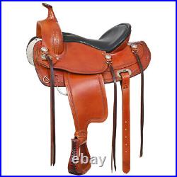 12HS 15 In Western American Leather Horse Saddle Wide Gullet Trail Hilason