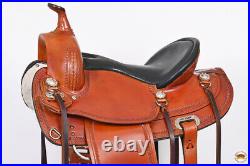 12HS 15 In Western American Leather Horse Saddle Wide Gullet Trail Hilason