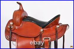 12HS 15 In Western American Leather Horse Saddle Wide Gullet Trail Hilason