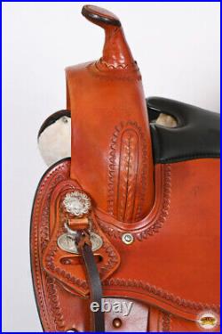 12HS 15 In Western American Leather Horse Saddle Wide Gullet Trail Hilason