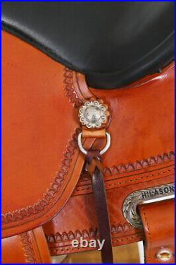 12HS 15 In Western American Leather Horse Saddle Wide Gullet Trail Hilason