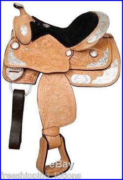 12 13 Youth Or Pony Double T Fully Tooled Show Saddle Western Silver Trim