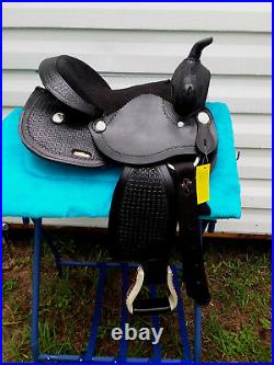 12 Black Tooled Leather Western Youth Saddle Mini Pony Short Round Skirt 3267