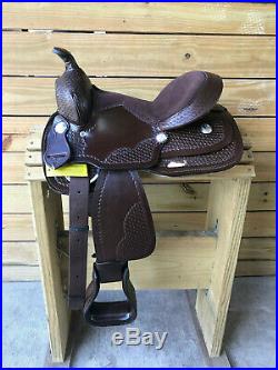 12 Brown Tooled Leather Western Youth Saddle Mini Miniature Horse Pony 3249