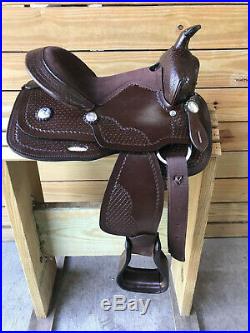 12 Brown Tooled Leather Western Youth Saddle Mini Miniature Horse Pony 3249