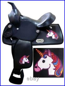 12 Economy Synthetic Saddle With Rainbow Unicorn Print