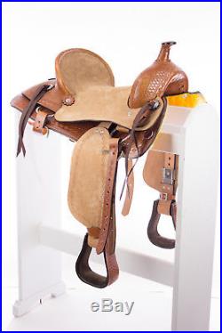 12 New Western Leather Youth Child Horse Pony Ranch Saddle Hard Seat