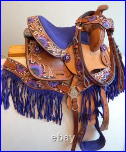 12 Pony Mini FLORAL PURPLE Trail Barrel Pleasure Saddle Youth Option of HSBP