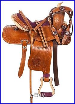 12 Western Pony Mini Youth Leather Saddle Tack Barrel Pleasure Trail Set