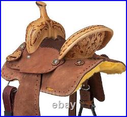 12 Western Roughout Leather Barrel Saddle Tooled Leather Reno by Royal King