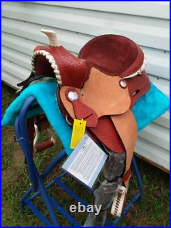 12 Western Youth Barrel Pleasure Saddle Round Skirt Rawhide Laced Cantle 9574