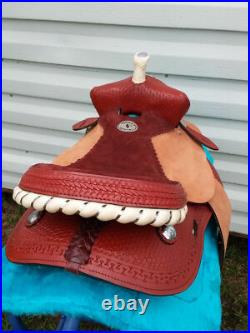 12 Western Youth Barrel Pleasure Saddle Round Skirt Rawhide Laced Cantle 9574