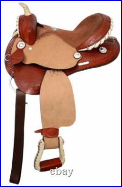 12 Western Youth Barrel Pleasure Saddle Round Skirt Rawhide Laced Cantle 9574
