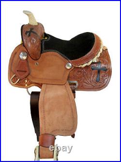 13 12 10 Brown Leather Western Kids Saddle Pleasure Trail Floral Tooled Leather
