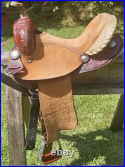 13.5 Santa Fe Leather Western Barrel Racing Horse Saddle
