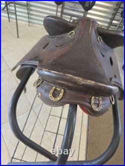 13 Australian Stock Saddle Youth Pony Brown Leather Poley Aussie Saddle