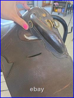 13 Australian Stock Saddle Youth Pony Brown Leather Poley Aussie Saddle