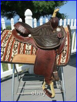 13'' Circle M #1312 Brown basket weave western barrel saddle QH BARS