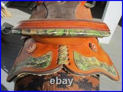 13'' FQH BARS #73 Circle A American Saddlery leather western Camo Barrel saddle