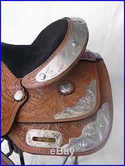 13 Inch Western Silver Show Saddle Light Oil Leather -Loaded with Silver