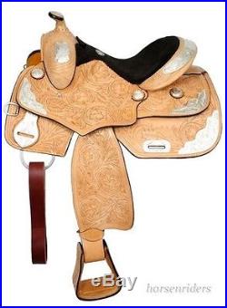 13 Inch Western Silver Show Saddle Light Oil Leather -Loaded with Silver