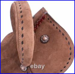 13 Western Roughout Leather Barrel Trail Saddle Deep Seat Buckstitch FQHB 15850