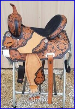 13 Wild O' West Tooled Western Barrel Racing Saddle New