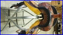 13 Wild O' West Tooled Western Barrel Racing Saddle New