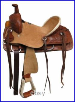 13 Youth Roper Style Western Pony Horse Saddle w Floral Tooled Leather 15809