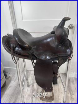 13 Youth all around Saddle, Brown Leather, Traditional Design, hand made in USA
